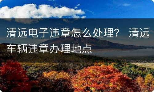 清远电子违章怎么处理？ 清远车辆违章办理地点