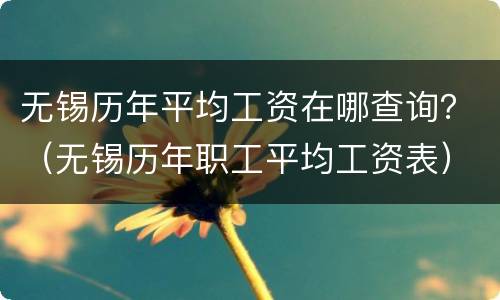 无锡历年平均工资在哪查询？（无锡历年职工平均工资表）