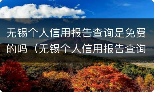 无锡个人信用报告查询是免费的吗（无锡个人信用报告查询是免费的吗）