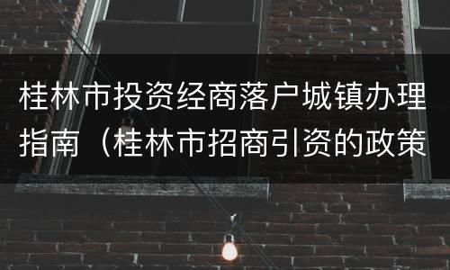 桂林市投资经商落户城镇办理指南（桂林市招商引资的政策）