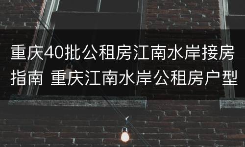 重庆40批公租房江南水岸接房指南 重庆江南水岸公租房户型图单间配套