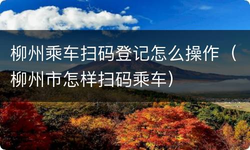 柳州乘车扫码登记怎么操作（柳州市怎样扫码乘车）
