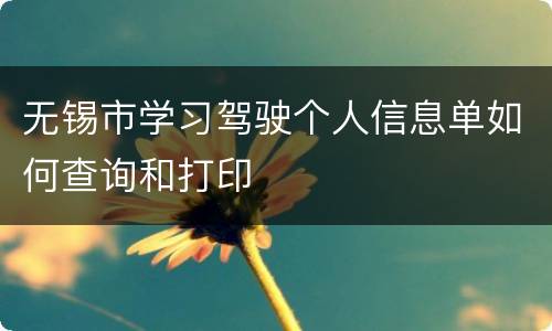 无锡市学习驾驶个人信息单如何查询和打印