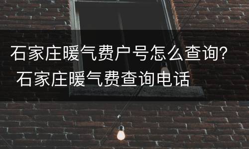 石家庄暖气费户号怎么查询？ 石家庄暖气费查询电话