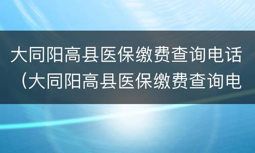 大同阳高县医保缴费查询电话（大同阳高县医保缴费查询电话号）