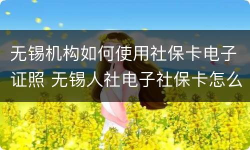 无锡机构如何使用社保卡电子证照 无锡人社电子社保卡怎么开通