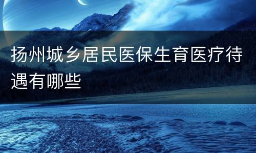 扬州城乡居民医保生育医疗待遇有哪些