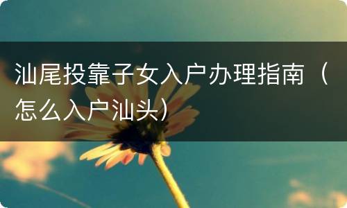 汕尾投靠子女入户办理指南（怎么入户汕头）