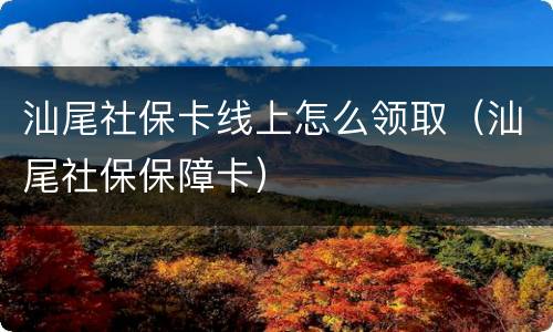 汕尾社保卡线上怎么领取（汕尾社保保障卡）