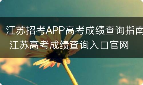 江苏招考APP高考成绩查询指南 江苏高考成绩查询入口官网