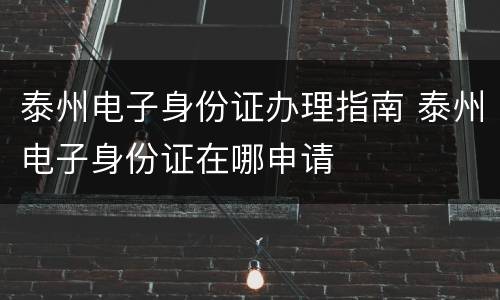 泰州电子身份证办理指南 泰州电子身份证在哪申请