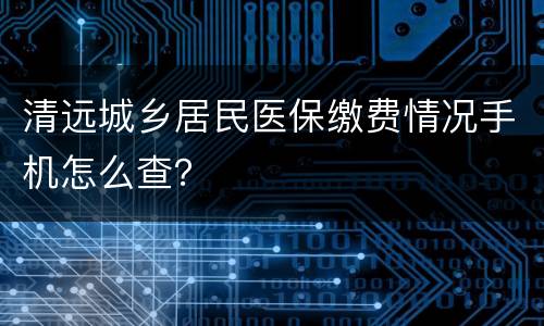 清远城乡居民医保缴费情况手机怎么查？