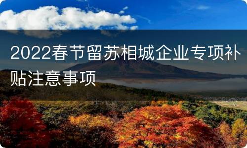 2022春节留苏相城企业专项补贴注意事项