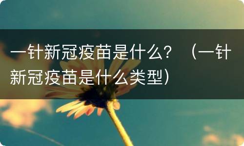 一针新冠疫苗是什么？（一针新冠疫苗是什么类型）
