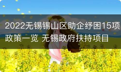 2022无锡锡山区助企纾困15项政策一览 无锡政府扶持项目