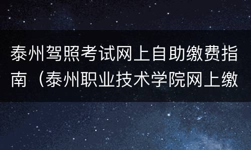 泰州驾照考试网上自助缴费指南（泰州职业技术学院网上缴费平台登录网）