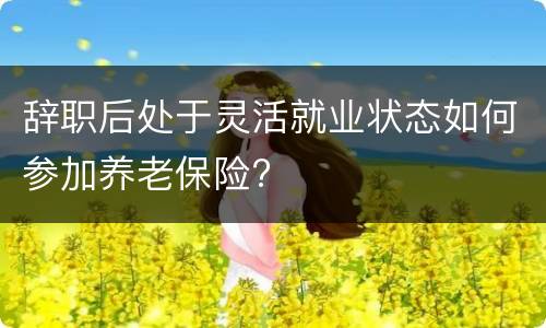 辞职后处于灵活就业状态如何参加养老保险?