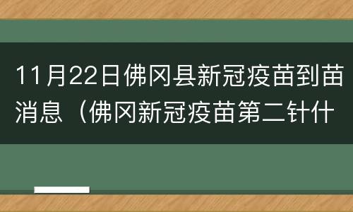 11月22日佛冈县新冠疫苗到苗消息（佛冈新冠疫苗第二针什么时候有号）