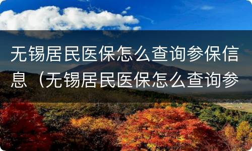 无锡居民医保怎么查询参保信息（无锡居民医保怎么查询参保信息明细）