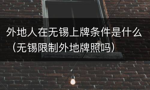 外地人在无锡上牌条件是什么（无锡限制外地牌照吗）