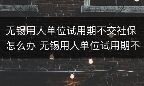 无锡用人单位试用期不交社保怎么办 无锡用人单位试用期不交社保怎么办理