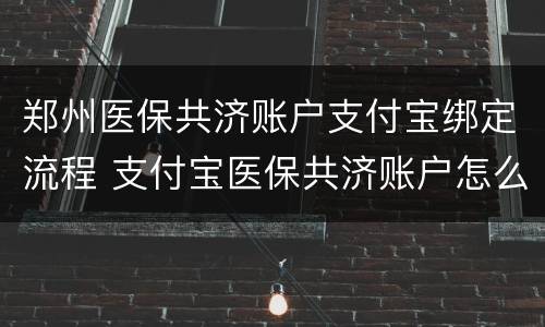 郑州医保共济账户支付宝绑定流程 支付宝医保共济账户怎么操作