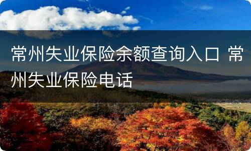 常州失业保险余额查询入口 常州失业保险电话