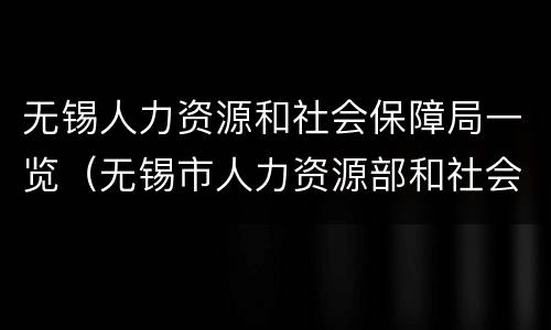 无锡人力资源和社会保障局一览（无锡市人力资源部和社会保障局官网）