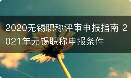 2020无锡职称评审申报指南 2021年无锡职称申报条件