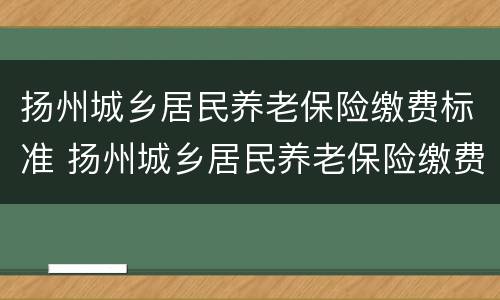 扬州城乡居民养老保险缴费标准 扬州城乡居民养老保险缴费标准表