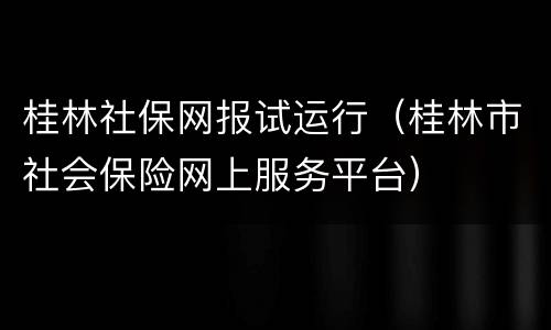桂林社保网报试运行（桂林市社会保险网上服务平台）