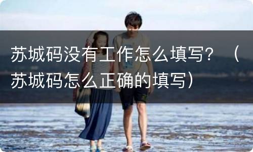 苏城码没有工作怎么填写？（苏城码怎么正确的填写）