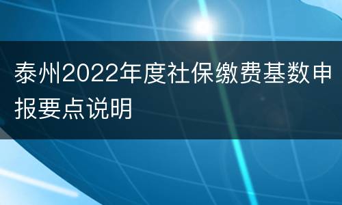 泰州2022年度社保缴费基数申报要点说明