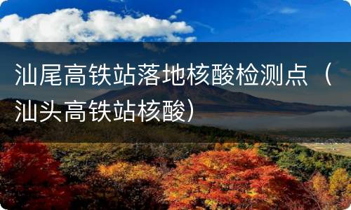 汕尾高铁站落地核酸检测点（汕头高铁站核酸）
