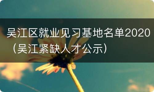 吴江区就业见习基地名单2020（吴江紧缺人才公示）