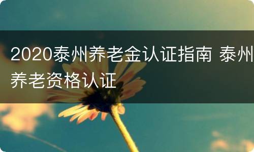 2020泰州养老金认证指南 泰州养老资格认证