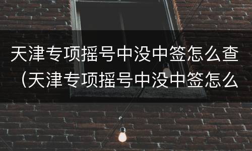 天津专项摇号中没中签怎么查（天津专项摇号中没中签怎么查结果）