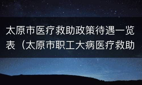太原市医疗救助政策待遇一览表（太原市职工大病医疗救助政策）