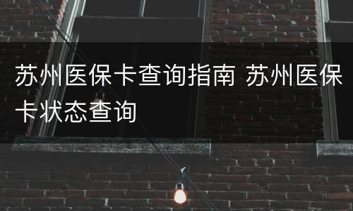 苏州医保卡查询指南 苏州医保卡状态查询