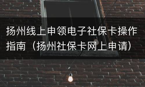 扬州线上申领电子社保卡操作指南（扬州社保卡网上申请）