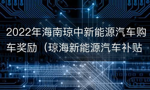 2022年海南琼中新能源汽车购车奖励（琼海新能源汽车补贴）