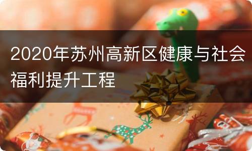 2020年苏州高新区健康与社会福利提升工程