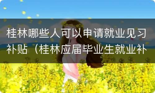 桂林哪些人可以申请就业见习补贴（桂林应届毕业生就业补贴）