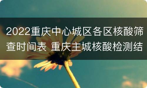 2022重庆中心城区各区核酸筛查时间表 重庆主城核酸检测结果时间