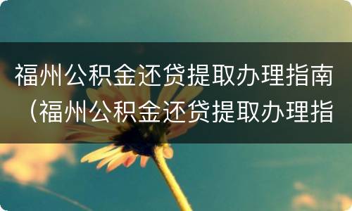 福州公积金还贷提取办理指南（福州公积金还贷提取办理指南在哪里）
