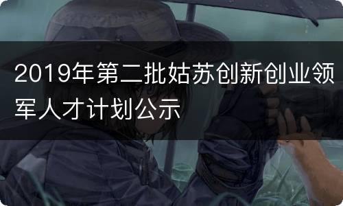 2019年第二批姑苏创新创业领军人才计划公示