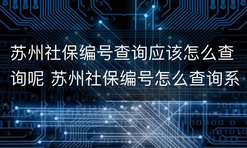 苏州社保编号查询应该怎么查询呢 苏州社保编号怎么查询系统