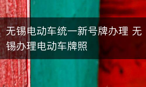 无锡电动车统一新号牌办理 无锡办理电动车牌照