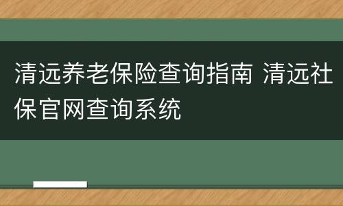 清远养老保险查询指南 清远社保官网查询系统