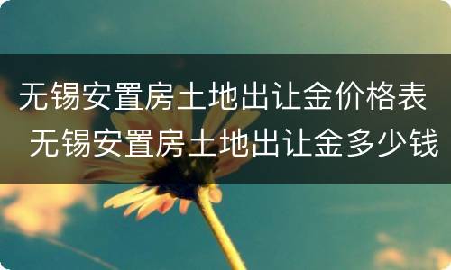 无锡安置房土地出让金价格表 无锡安置房土地出让金多少钱一平2019